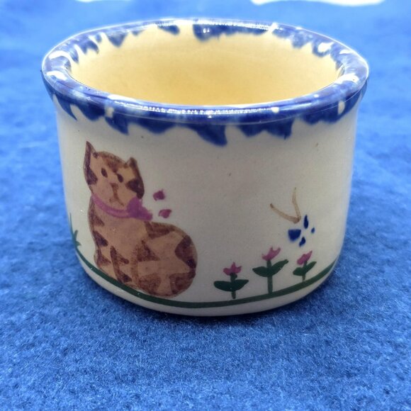 Vintage Alpine Pottery Roseville Cat Mini Butter Crock Votive Holder Trinket USA - Picture 4 of 9